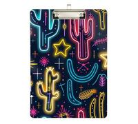 Neon Shining Cactus Law Enforcement clipboard Transparent for First Year Teacher Must Haves Size 9 x 12 Silver