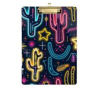 Neon Shining Cactus Law Enforcement clipboard Transparent for First Year Teacher Must Haves Size 9 x 12 Gold