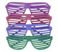 Neon Shutter Shade Assorted Color Novelty Glasses - Pack of 4 - Fun Party Favors for Everyone