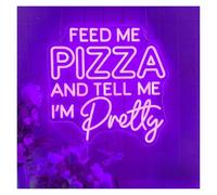 Neon Sign Feed Me Pizza And Tell I'm Pretty for neon Sign LED Light Dimmable for Powered(Purple)