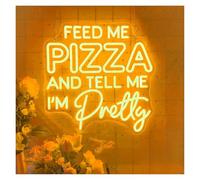 Neon Sign Feed Me Pizza And Tell I'm Pretty for neon Sign LED Light Dimmable for Powered(Yellow)