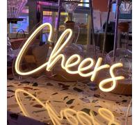Neon Sign for Bar Home Bar Club Party Wall Decor,Cheers LED Neon With Dimmable Controller,Neon Cheers Light for Birthday Gaming Cafe Party Bar 15.7"*10"