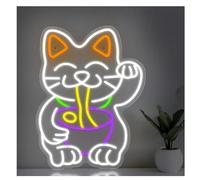 Neon Sign For neon Sign Cat Lucky Ramen, Powered, For Home, Pub, Store