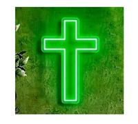 Neon Sign For neon Sign for cross Jesus Light for Bedroom Living Room Baptism Party Wall(Green25x50cm)