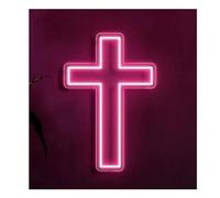 Neon Sign For neon Sign for cross Jesus Light for Bedroom Living Room Baptism Party Wall(Pink)