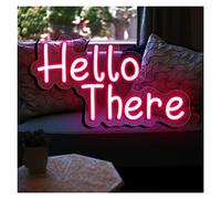 Neon Sign 'Hello There'Lights Custom Led Visual Art Wall Light Up Sign Neon for Room Wedding Party Wall Decor(Pink,50x29cm(19x11in))