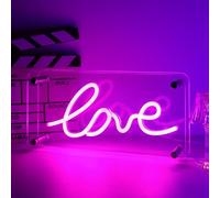 Neon Sign LOVE, USB Powered LED Lights - Double-Layer Acrylic Pink Sign for Bedroom, Wedding, Living Room, Kids Room, Party, Bar Decor - Dimmer