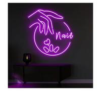 Neon Sign Party Decoration Adjustable Brightness Nail Salon Neon Signs, USB Powered Nails Neon Lights, Wall Decor For Beauty Rooms Neon Sign(D,33cmx36cm)