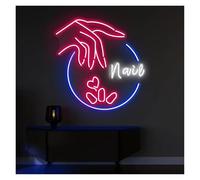Neon Sign Party Decoration Adjustable Brightness Nail Salon Neon Signs, USB Powered Nails Neon Lights, Wall Decor For Beauty Rooms Neon Sign(A,33cmx36cm)