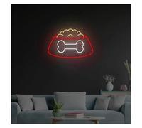 Neon Sign Party Decoration Animal Feed Neon Sign USB Powered Adjustable Brightness Dog Food In A Plate Neon Lights, For Store Wall Decoration 30cmx38cm(B)