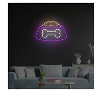 Neon Sign Party Decoration Animal Feed Neon Sign USB Powered Adjustable Brightness Dog Food In A Plate Neon Lights, For Store Wall Decoration 30cmx38cm(F)