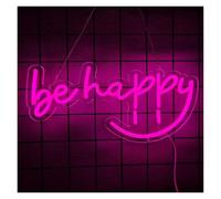 Neon Sign Party Decoration Be Happy Neon Sign LED Light Dimmable USB Powered For Home Pub Club Room Birthday Party Bar Wall Decoration 43cmx21.5cm