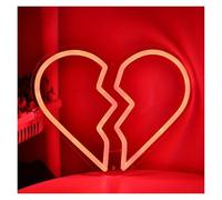Neon Sign Party Decoration Broken Red Heart LED Wall Neon Signs, Single Party, Pub, Club, Event, Show, Home Room Decoration 25x20cm