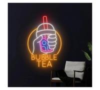 Neon Sign Party Decoration Bubble Tea Neon Lights USB Powered Milk Tea Sign Tea Drink Neon Lights, Suitable For Wall Hanging Decor Commercial Signs 38cmx58cm