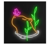 Neon Sign Party Decoration Capybara Butterfly Neon Sign LED Light Dimmable For Kids Bedroom Shop Party Home Wall Art Decor USB Powered Lamp 38cmx30cm