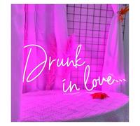 Neon Sign Party Decoration Drunk In Love Neon Sign Light，Bedroom Wall Wedding Birthday Valentine's Day Party Bedroom Decor 25.2x50cm