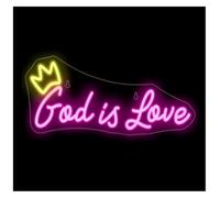 Neon Sign Party Decoration "God Is Love" Neon Sign Ambient Light Wedding Room Decoration USB Powered For Engagement Party Home Lamp 42cmх17cm(B)