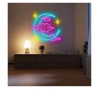 Neon Sign Party Decoration Moon Stars Neon Signs USB Powered Adjustable Brightness Cloudy Star Neon Lights, Suitable For Club Party Decor Hanging Led Neon Light 35cmx38cm