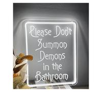 Neon Sign Party Decoration Neon Sign "Please Don't Summon Demons In The Bathroom", Sign Halloween Decor, Halloween Night Light Room Party Decor 40x31cm(White)