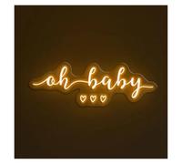 Neon Sign Party Decoration Oh Baby Neon Sign With Hearts Art Decor LED Light Dimmable USB Powered For Bedroom Wedding Aesthetic Room Home Illuminated 38cmx18cm(B)