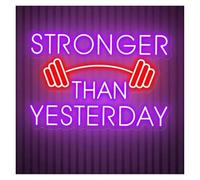 Neon Sign Party Decoration Stronger Than Yesterday Letter Neon Signs USB Powered Adjustable Brightness Neon Lights Suitable For Room Shop Decor 35cmx50cm(F)