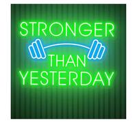 Neon Sign Party Decoration Stronger Than Yesterday Letter Neon Signs USB Powered Adjustable Brightness Neon Lights Suitable For Room Shop Decor 35cmx50cm(D)
