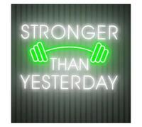 Neon Sign Party Decoration Stronger Than Yesterday Letter Neon Signs USB Powered Adjustable Brightness Neon Lights Suitable For Room Shop Decor 35cmx50cm(G)