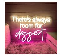 Neon Sign Party Decoration There's Always Room For Dessert Neon Light Signs USB Powered Adjustable Brightness LED Letter Neon Lights(D,45cmx55cm)