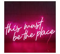 Neon Sign Party Decoration This Must Be The Place Neon Sign LED Light USB Powered For Bar Club Hotel Shop Restaurants Personalized Wall Decor 40cmx20cm(Red)