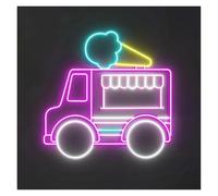 Neon Sign Party Decoration Truck Neon Sign LED Light Dimmable For Dessert Shop Ice Cream Truck Party Hanging Wall Decor USB Powered Lamp Illuminated 40cmx35cm(E)