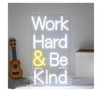 Neon Sign Party Decoration "Work Hard Be Kind"Neon Sign For Wall Decor LED For Office Classroom Bedroom Study Room For Kid Adult USB Power 24cmх42cm