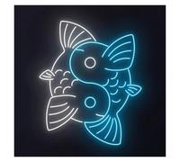 Neon Sign Party Decoration Yin Yang Koi Neon Sign Lucky Fish LED Light For Birthday Kids Baby Bedroom Night Lamp Wall Art Personalized Decor 40cmx33cm