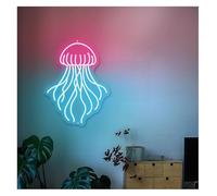 Neon Sign Sign Lamp Jellyfish Neon Light Suitable for Bedroom Studio Home Art Wall Decor with Dimmable 37cmx47cm(A)