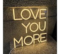 Neon Sign Wedding Love You More, Large Led Neon Light For Wall Decor, Custom Warm White Light Wedding Birthday Gift For Kids, USB Operated Neon Wall Art (11.8x11.8in)