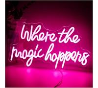 Neon Sign "Where the Magic Happens" LED Neon Light Sign Decoration Indoor Birthday Party Bar