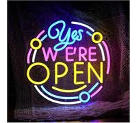 Neon sign "Yes We're Open" Neon Light Sign Wall Decor for Store Restaurant Bar Decoration 32.5×32.5cm