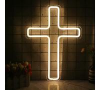 Neon Signs for Wall Decor, Jesus Wall Decor Cross Neon Signs God Holy Crucifix Hanging LED Cross Light Decorations for Religious Room Church Christmas Christian Gift