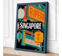 Neon Singapore Nights Vintage Canvas Wall Art Print 18x12 Inch
