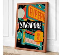 Neon Singapore Nights Vintage Canvas Wall Art Print 18x12 Inch