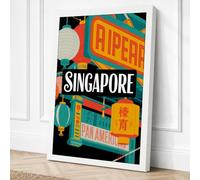 Neon Singapore Nights Vintage Canvas Wall Art Print 18x12 Inch