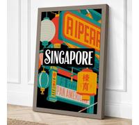 Neon Singapore Nights Vintage Canvas Wall Art Print 30x20 Inch