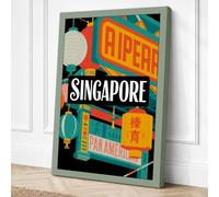 Neon Singapore Nights Vintage Canvas Wall Art Print 30x20 Inch