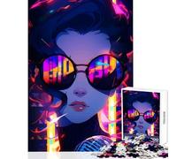 Neon Singer with Reflective Sunglasses Jigsaw Puzzles for Teenagers 1000 Secret Santa Gifts Wall Art Educational Toy Suitable for People Aged 14 And Above (38x26cm)