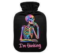 Neon Skeleton I'm Thinking Hot-Water Bottle with Soft Cover, 2L Hotwater Bag for Hand Feet Warmer