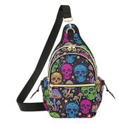 Neon skeleton Mushroom Chest Purse Crossbody Bag for Teens