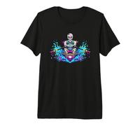 Neon Skeleton Rower Sculling Vibrant Water Design Premium T-Shirt