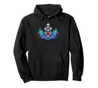 Neon Skeleton Rower Sculling Vibrant Water Design Pullover Hoodie
