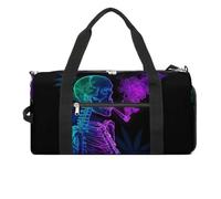 Neon Skeleton Smoking Weed1 Printed Duffel Bags with Shoe Compartment Gym Bag for Travel Sports Workout