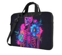 Neon Skeleton With Flowers Laptop Bag Laptop Case 15.6 Inch Computer Bags Padded Sleeve Cover For Women Men