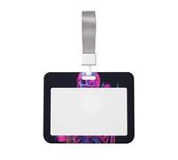 Neon Skeleton with Flowers Sliding Id Badge Holder Hard Plastic Work Card Case Name Tag Protector for Nurses Office